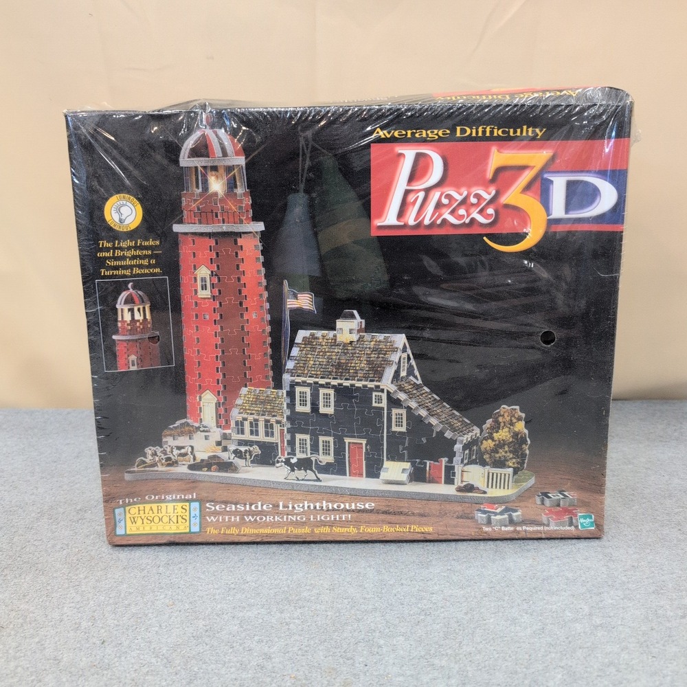 Charles Wysocki Puzz3D Seaside Lighthouse 349 Piece Puzzle with Working Light